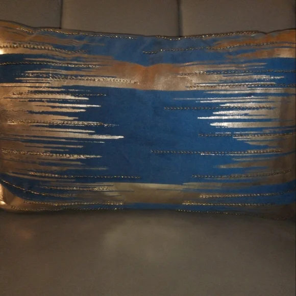 Safavieh Teal & Gold Beaded Accent Pillow, 12 x 20 in. NWT - Picture 5 of 12